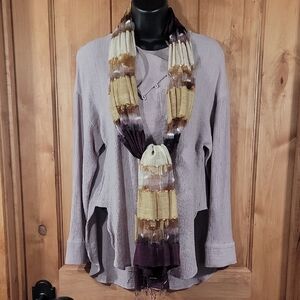 Zara Creamy Lavender Textured Tunic Top